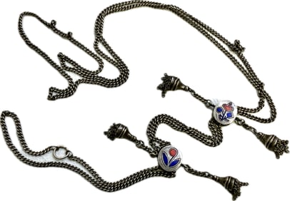 RUSSIAN EMPIRE SILVER WITH DECORATED ENAMELS CHAIN
