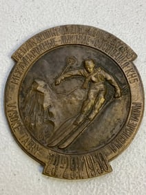 RARE LARGE INTERNATIONAL SOVIET SKI COMPETITION 1950 BRONZE MEDAL