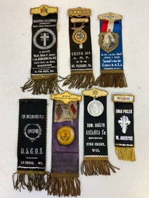 USA ANTIQUE POLISH AMERICAN ASSOCIATIONS CLUBS RIBBONS