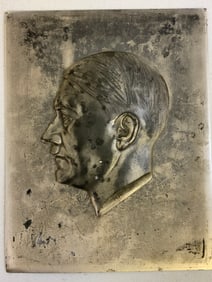 ADOLF HITLER SILVER FINISHED WALL PLAQUE