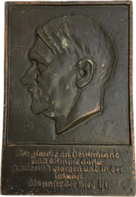 ADOLF HITLER CAST METAL WALL PLAQUE