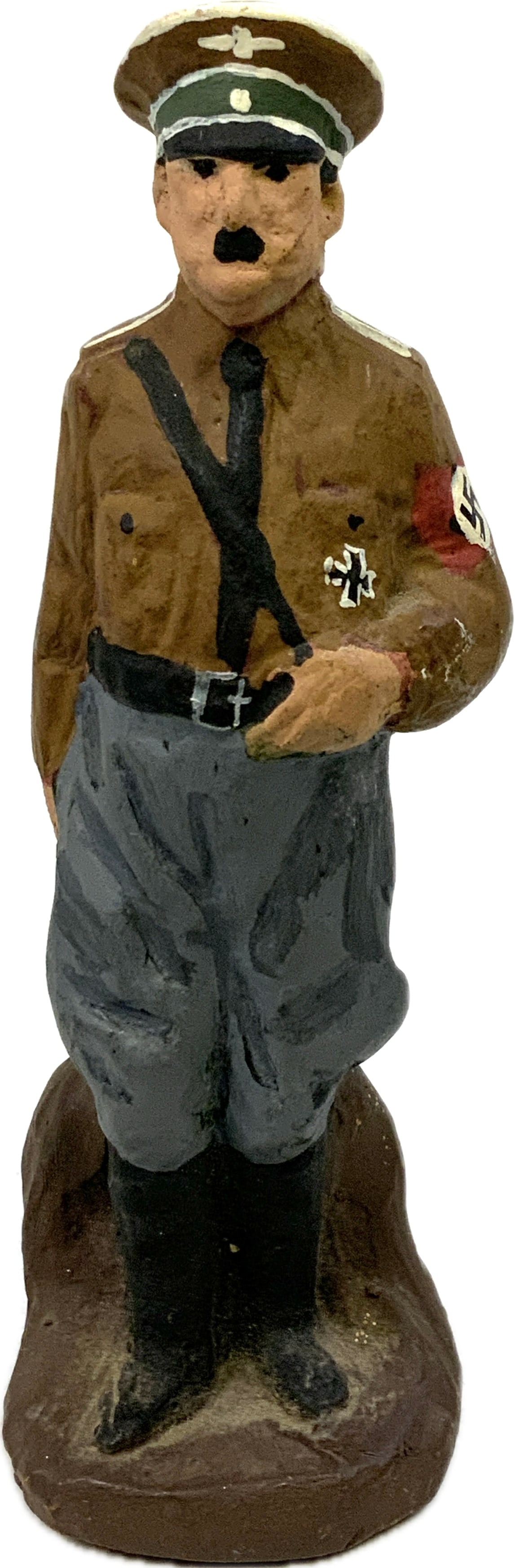 ADOLF HITLER PAINTED CLAY FIGURINE: ADOLF HITLER PAINTED CLAY FIGURINE. GOOD CONDITION. 5' TALL.