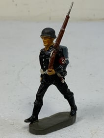 GERMAN NAZI PERIOD LINEOL / ELASTOLIN TOY SOLDIER SS MARCHING