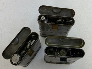 WWII GERMAN K98 CLEANING KITS IN METAL CONTAINERS