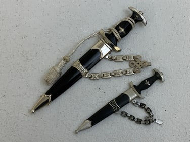 SS OFFICER MINIATURE DAGGERS LOT OF 2 CHAINED