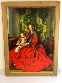 JAN VAN EYCK MADONNA WITH THE CHILD READING FRAMED ARTWORK PRINT