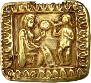 ANCIENT SCYTHIA GOLD GODDES TABITI DECORATING PLATE CA. 4TH CENT. B.C.
