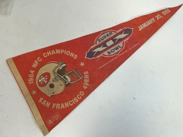 USA FOOTBALL1984 SAN FANCISCO 49ERS CHAMPIONS XIX SUPER BALL PENNANT