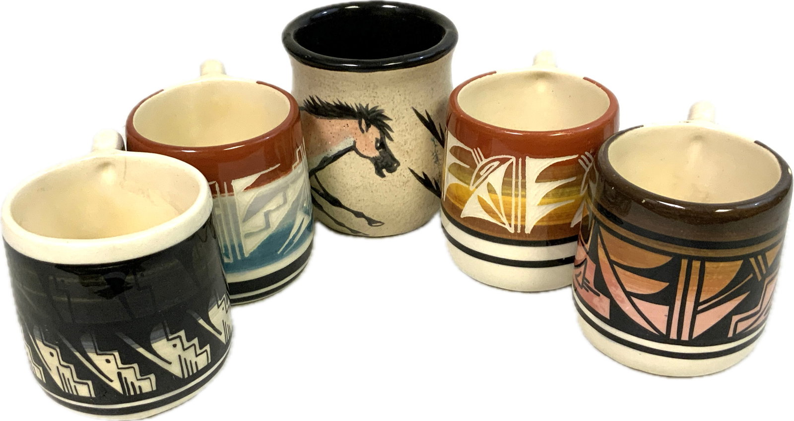UTE MOUNTAIN NATIVE AMERICAN POTTERY MUGS COFFEE CUPS NAVAJO SIGNED (1 of 6)