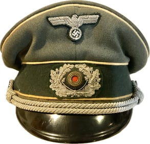 WWII GERMAN INFANTRY OFFICER VISOR CAP HAT