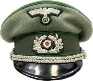 WWII GERMAN ARMY JAGER OFFICER VISOR HAT CAP