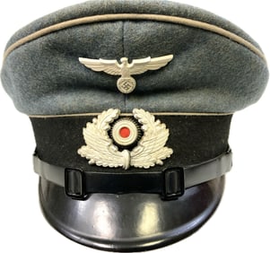 WWII GERMAN BAHNSCHUTZ POLIZEI NCO OFFICER VISOR HAT