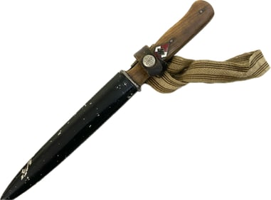 WWII GERMAN F.W.HOLLER FIGHTING KNIFE WITH HJ GRIP INSIGNIA