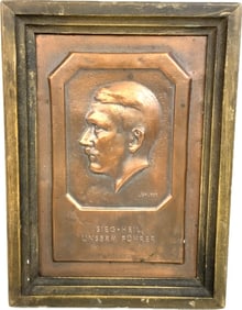 ADOLF HITLER BRONZE FRAMED PLAQUE