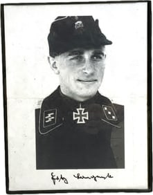 GERMAN SS PANZER OFFICER VETERAN SIGNED PICTURE FRAMED
