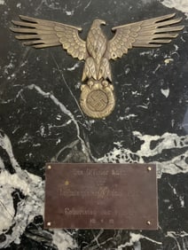 1939 GERMAN SS LEIBSTANDARTE AWARD PLAQUE ON GRANITE STONE BASE