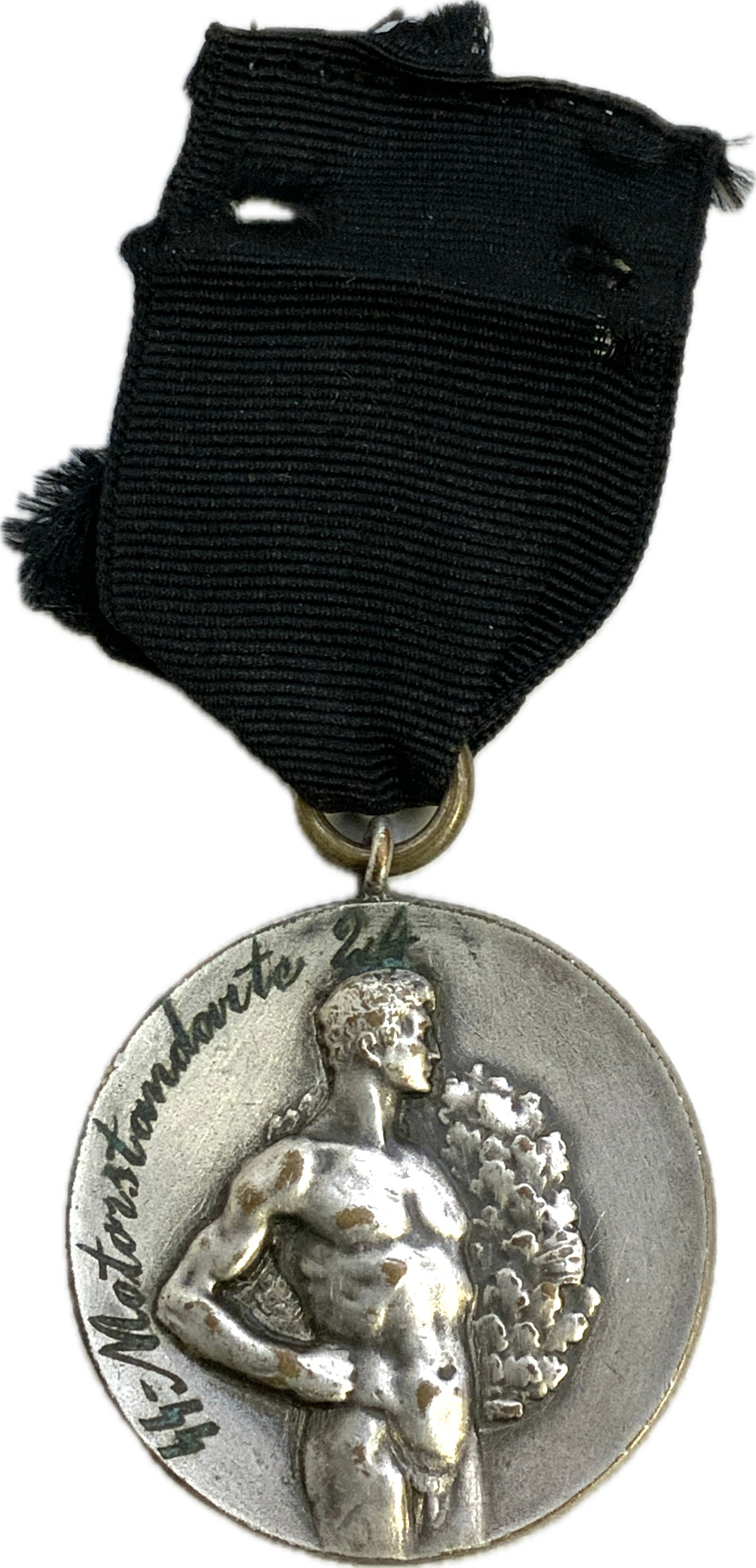 SS MOTORSTANDART NAMED JULFEST MEDAL ENGRAVED TO SS STANDARTENFUHRER: SS MOTORSTANDART NAMED JULFEST MEDAL ENGRAVED TO SS STANDARTENFUHRER R.SCHWARTZKOPFF . DATED 1937 WITH H.HIMMLER DEDICATION AND SIGNATURE.THIS IS VERY RARE FIND. SOME WEAR TO THE SILVER FINISH ON THE