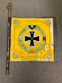 GERMAN ARMY CAVALRY REGIMENTAL STANDARD FLAG 1905-1933 MOUNTED ON THE POLL