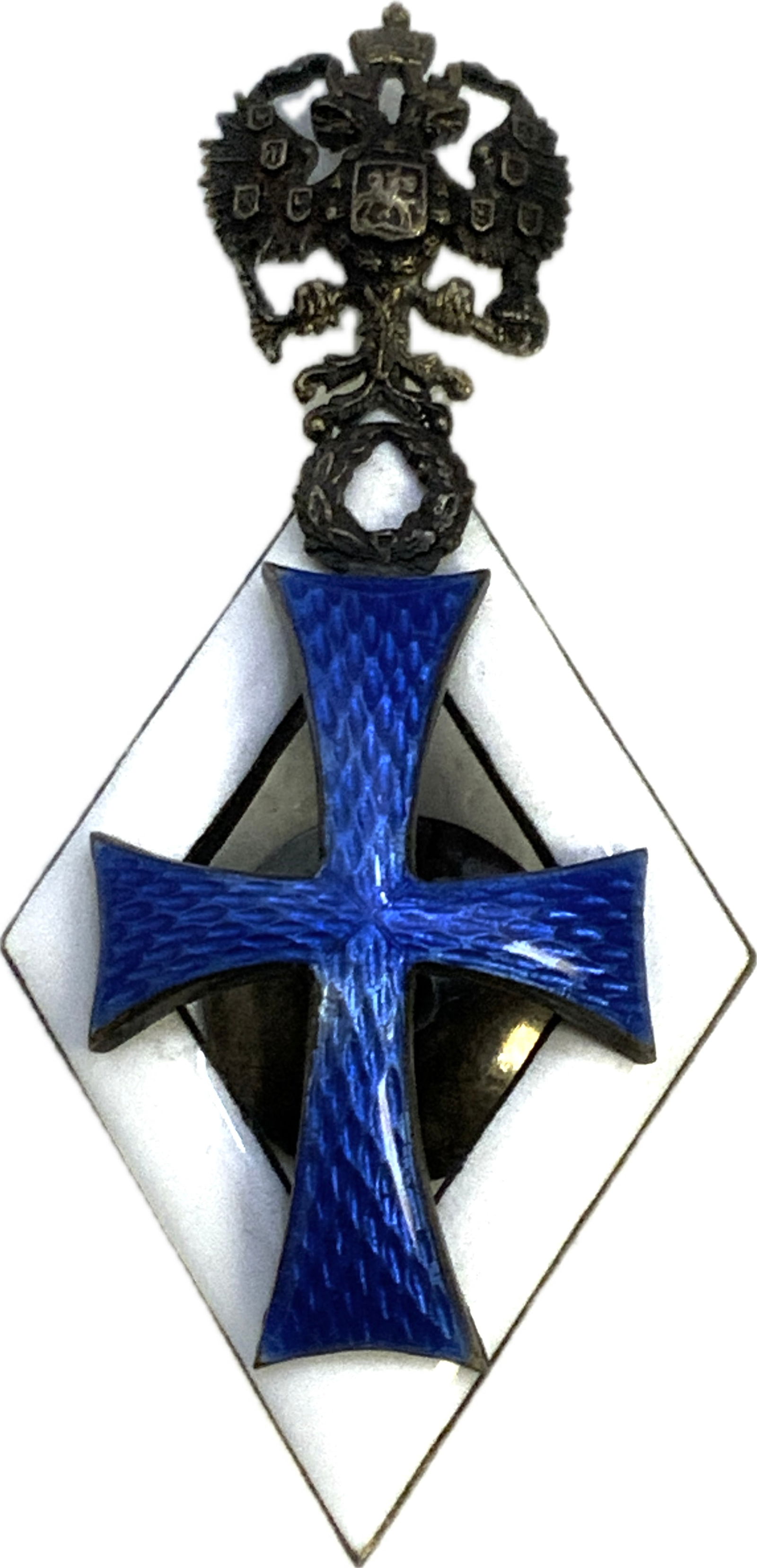 RUSSIAN IMPERIAL UNIVERSITY GRADUATE BADGE: RUSSIAN IMPERIAL UNIVERSITY GRADUATE BADGE. BEAUTIFUL SILVER BADGE WITH ENAMELS. MINT CONDITION. HALLMARKED.
