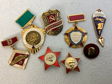 USSR SOVIET BADGES AND PINS LOT