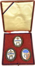 PORCELAIN AND SILVER COMMEMORATIVE MEDALLIONS FOR A WWII CZECHOSPOVAKIAN PILOT