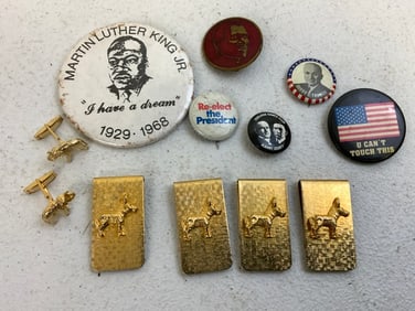 USA VINTAGE POLITICAL PINS AND BADGES