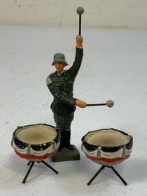 GERMAN NAZI PERIOD LINEOL / ELASTOLIN TOY SOLDIER ARMY DRUMMER