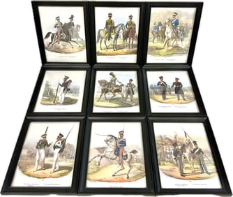 NAPOLEONIC WARS MILITARY UNIFORMS COLOR PRINTS FRAMED