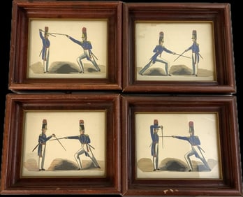 FRENCH MILITARY SWORD FIGHTING FENCING FRAMED ARTWORK