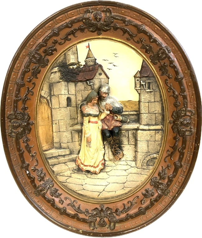 VINTAGE EUROPEAN WALL DECORATING PORCELAIN CLAY WALL ART (1 of 5)