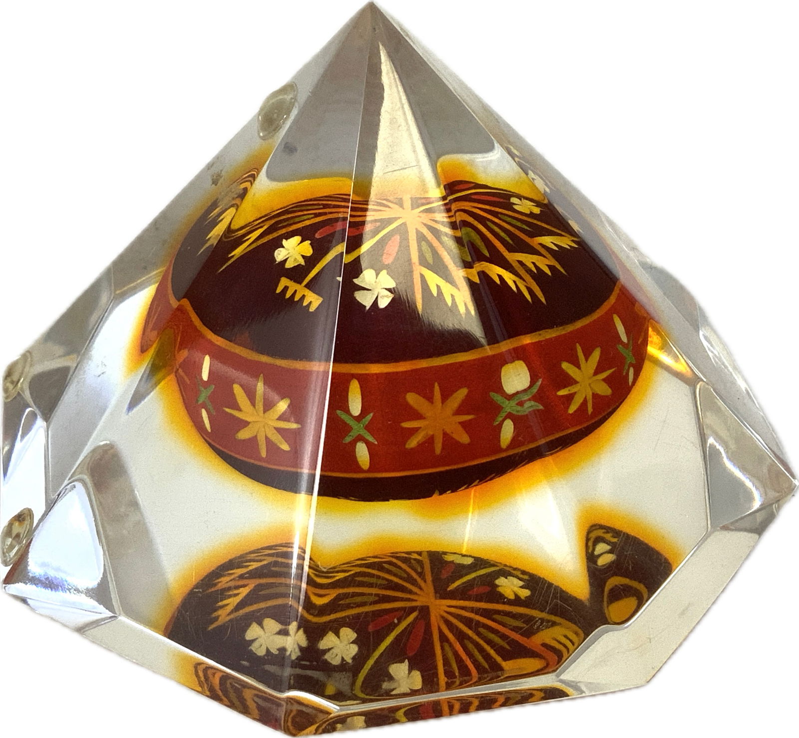 UKRAINE VINTAGE UKRAINIAN TRADITIONAL PAINTED EGG INSIDE A PRIZM (1 of 5)