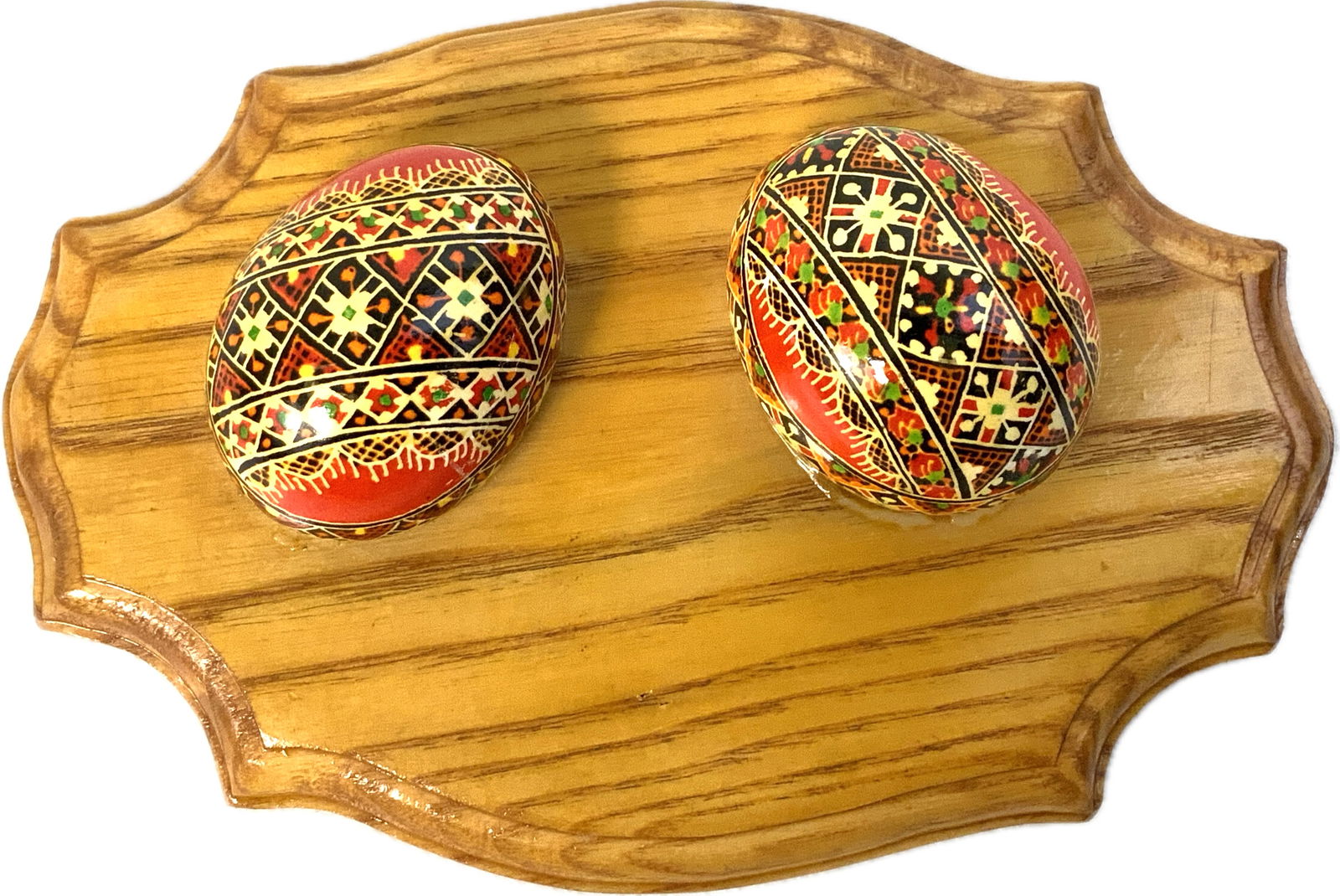 UKRAINE VINTAGE UKRAINIAN TRADITIONAL PAINTED EGGS ON DISPLAY MOUNT (1 of 3)