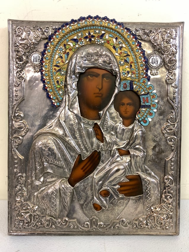 ANTIQUE RUSSIAN ORTHODOX ICON MOTHER OF GOD (1 of 5)