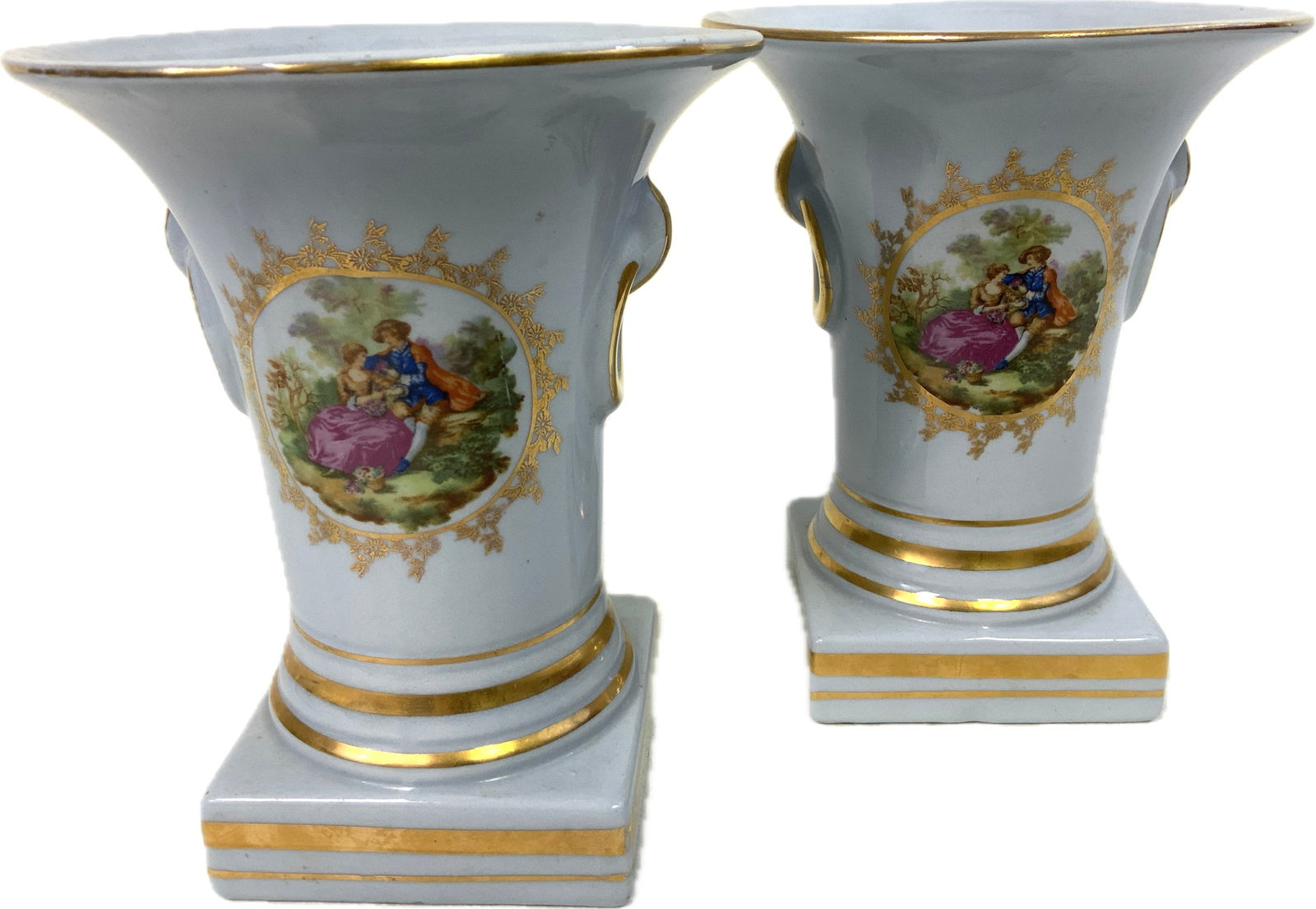 ANTIQUE BLUE PORCELAIN HAND PAINTED VASES (1 of 5)