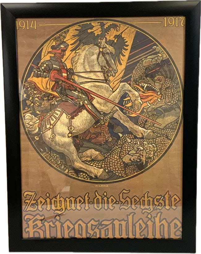 GERMAN WWI COLOR POSTER FRAMED (1 of 3)