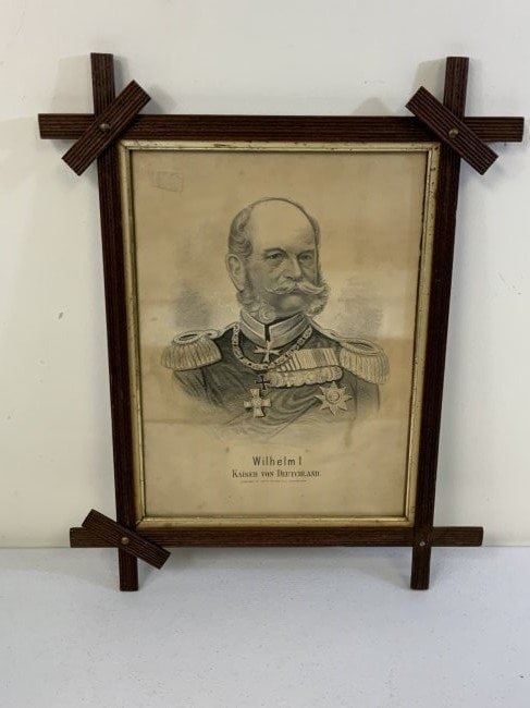 ANTIQUE IMPERIAL GERMAN FRAMED PRINT OF KAISER WILHELM I (1 of 5)