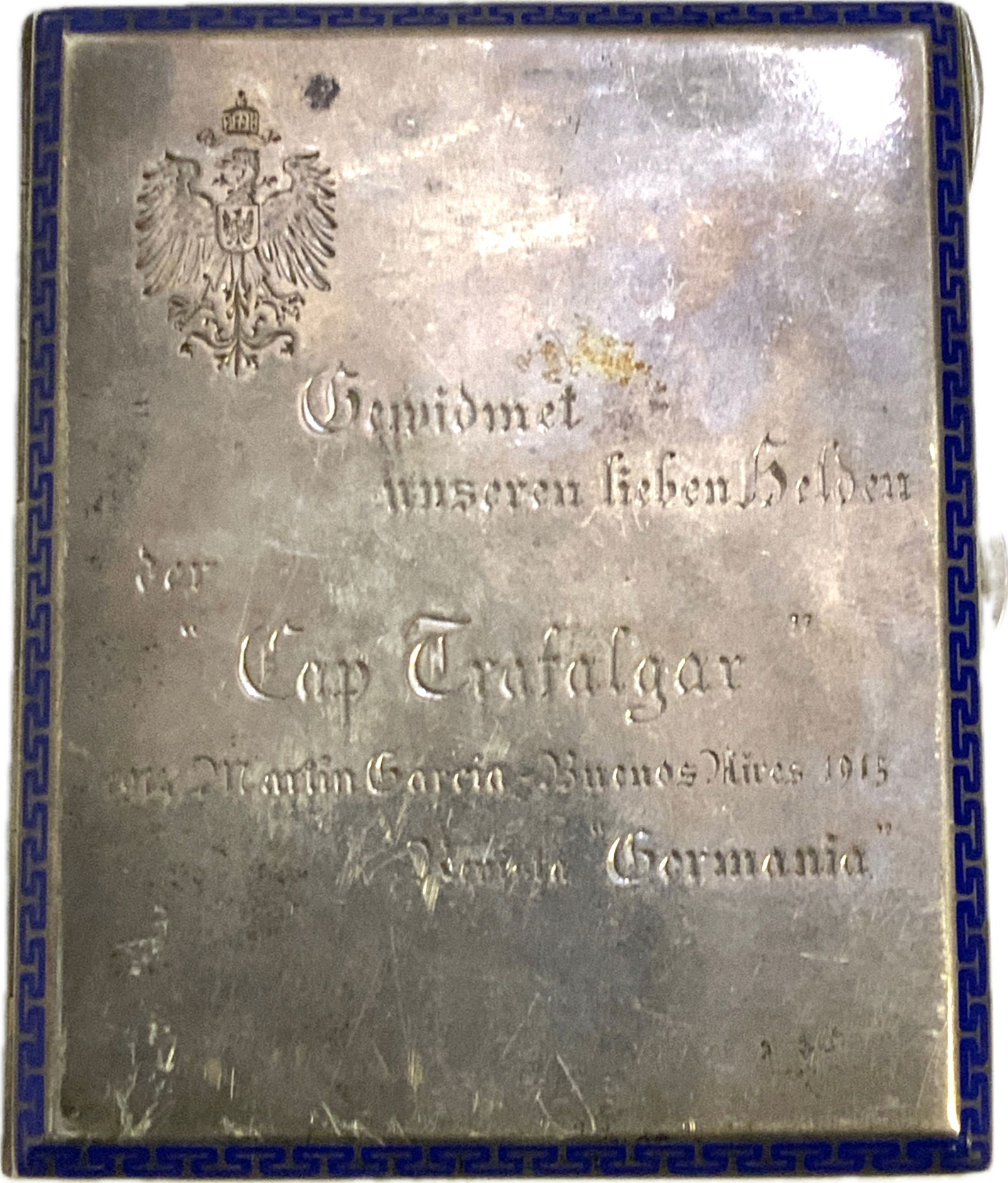 ANTIQUE WWI 1915 GERMAN NAVY DEDICATED 900 SILVER CIGARETTE CASE (1 of 10)