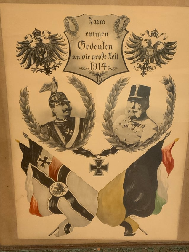 IMPERIAL GERMANY AND AUSTRIAN EMPIRE WWI 1914-1915 ORIGINAL ARTWORK PRINT FRAMED (1 of 6)