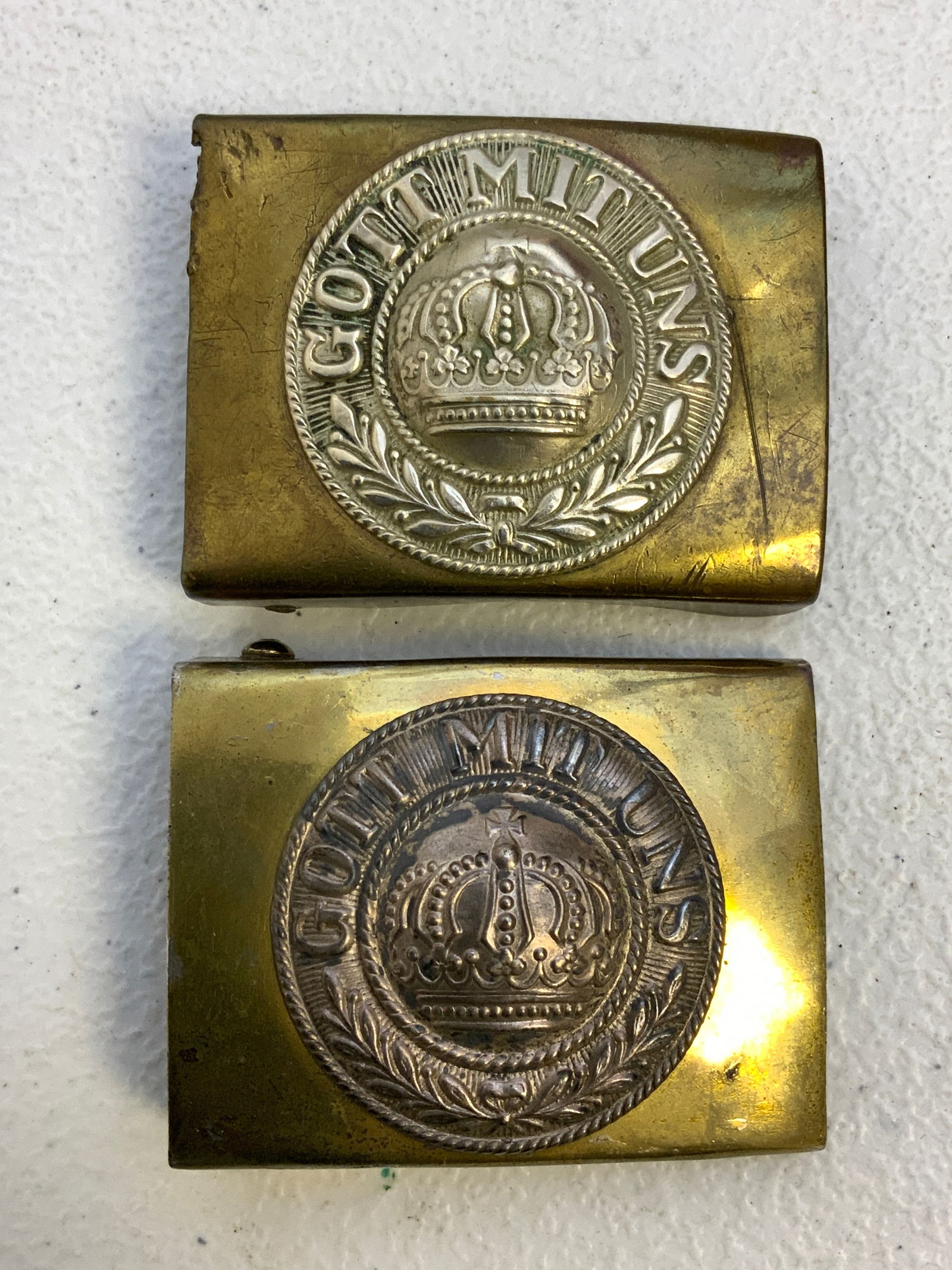 IMPERIAL GERMAN ARMY BRASS BELT BUCKLES: IMPERIAL GERMAN ARMY BRASS BELT BUCKLES. LOT OF 2. VERY GOOD CONDITION.