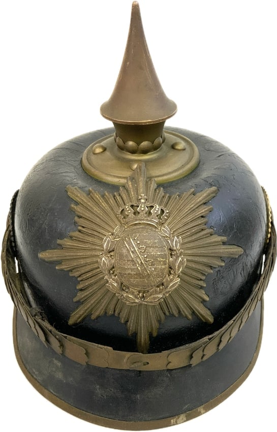IMPERIAL GERMAN SAXONY OFFICER PICKELHAUBE SPIKE HELMET (1 of 9)