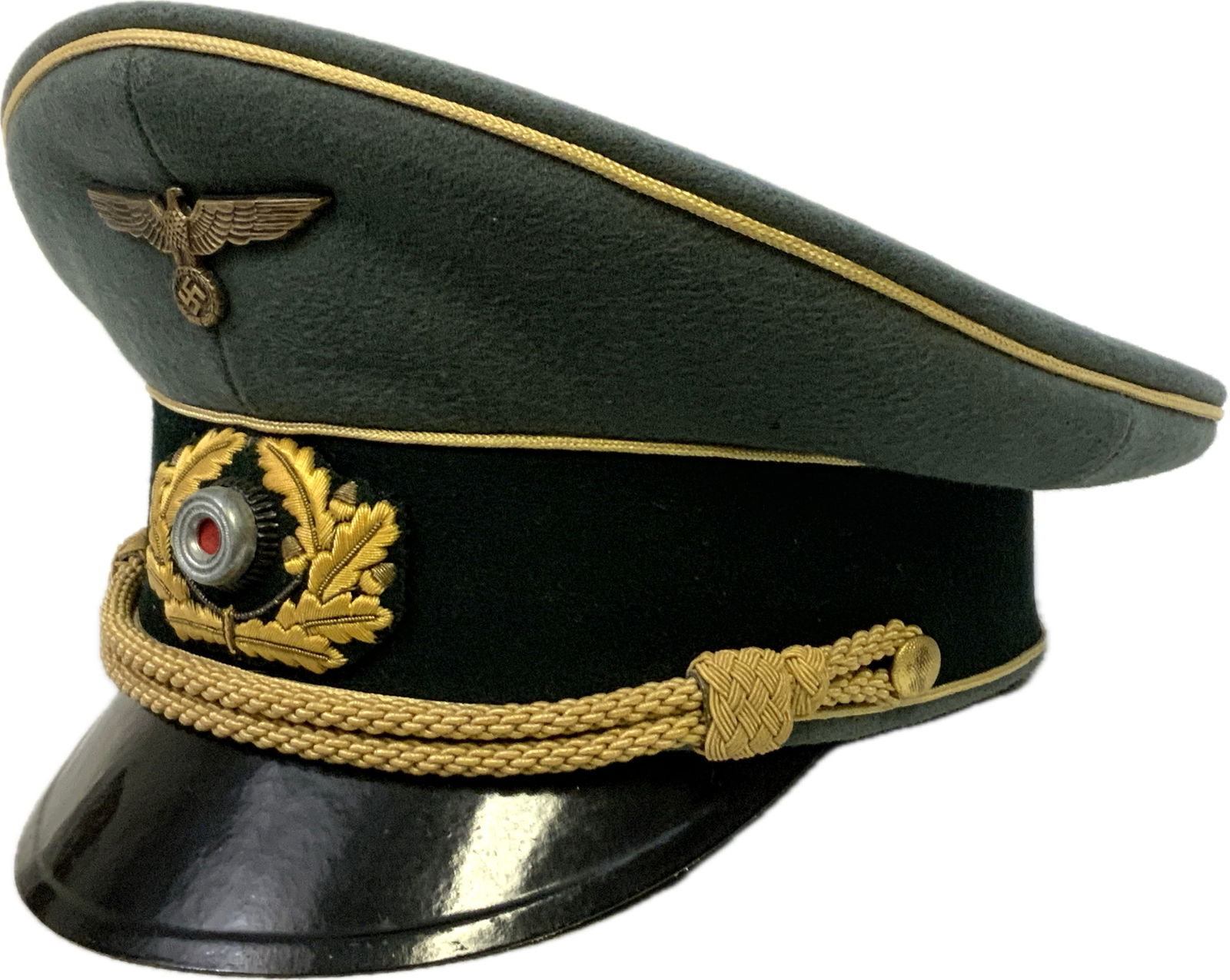 WWII GERMAN ARMY GENERAL VISOR CAP HAT - 4
