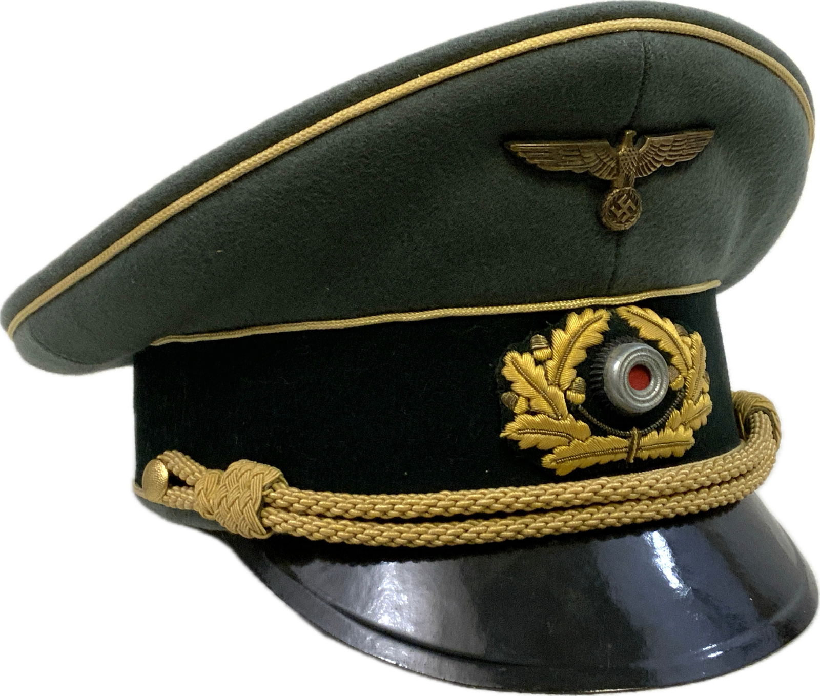 WWII GERMAN ARMY GENERAL VISOR CAP HAT - 5