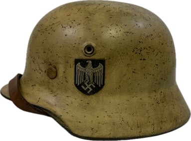 WWII GERMAN M40 AFRIKA KORPS COMBAT TROPICAL CAMO PAINTED HELMET