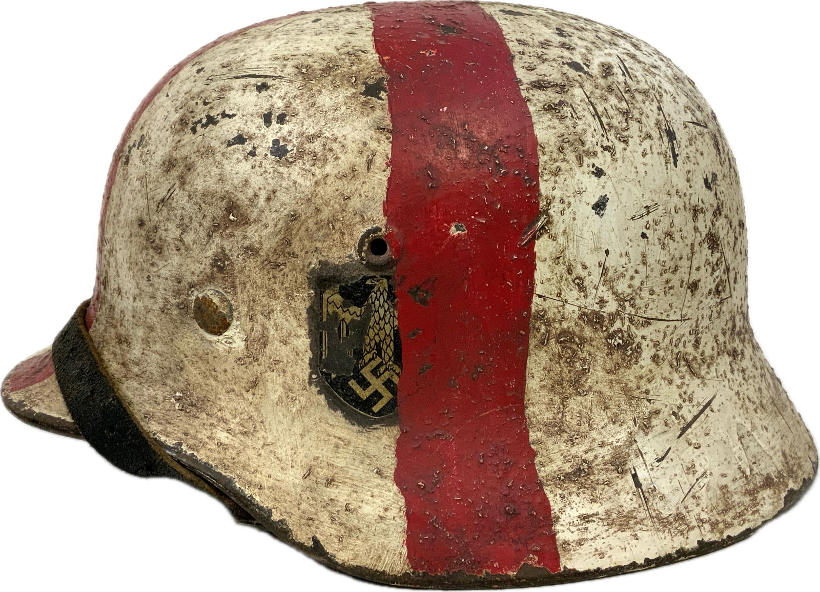 WWII GERMAN M40 COMBAT MEDIC WINTER SNOW CAMO PAINTED HELMET (1 of 11)