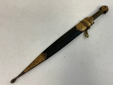 ANTIQUE RUSSIAN COSSACK CAUCASIAN KINJAL DAGGER GOLD ZARNISH DECORATED