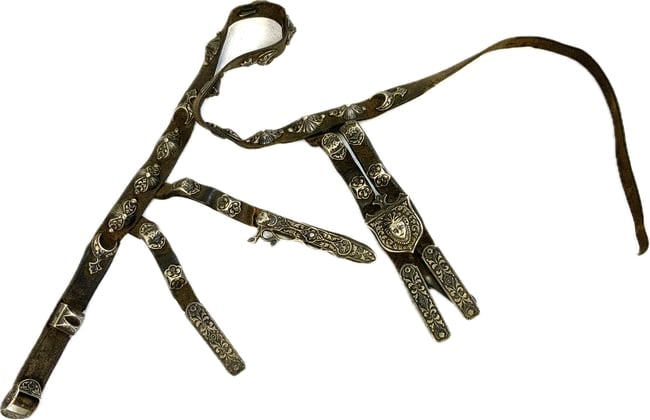 ANTIQUE IMPERIAL RUSSIAN COSSACK SILVER DECORATED BELT (1 of 9)