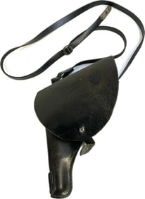 ANTIQUE RUSSIAN COSSACK NAGANT REVOLVER HOLSTER WITH SILVER DECORATED STRAP