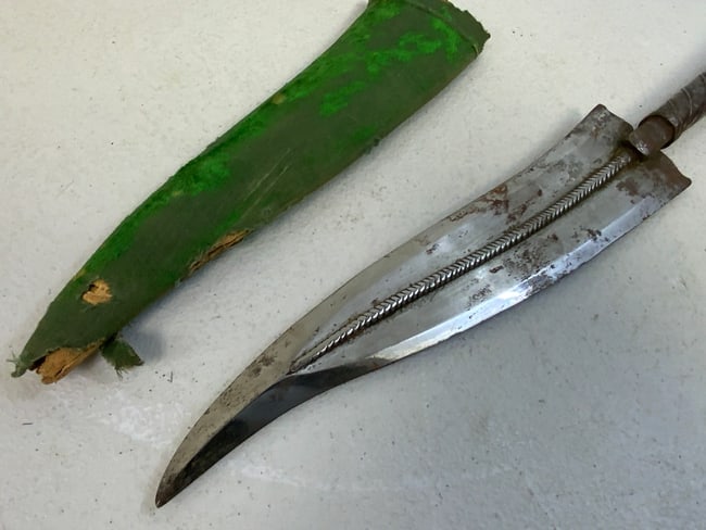 ANTIQUE ISLAMIC PERSIAN DAGGER TYPE SPEAR HEAD WITH SHEET - 5
