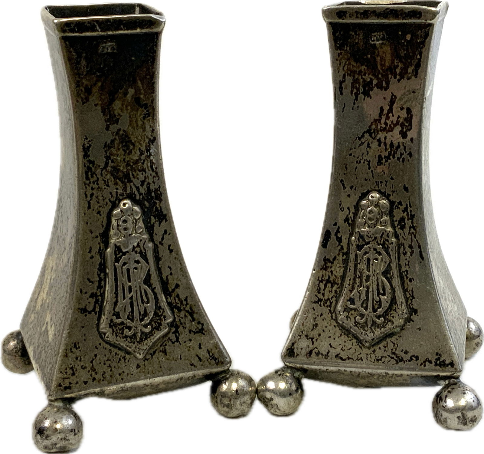 ANTIQUE 800 SILVER MONOGRAMMED INK PEN STANDS (1 of 11)