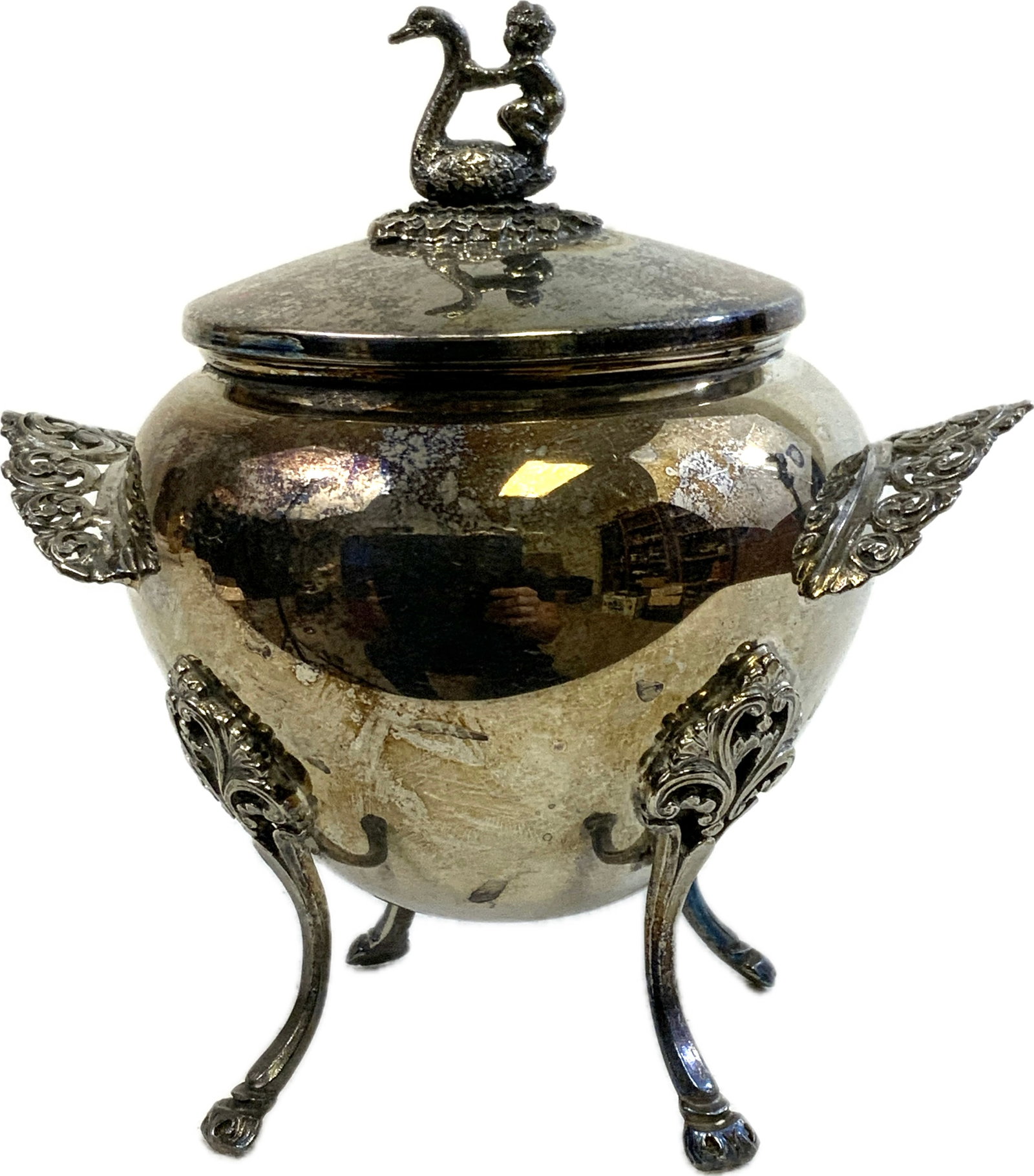 VINTAGE GERMAN 800 SILVER DECORATED BOWL WITH LID (1 of 7)